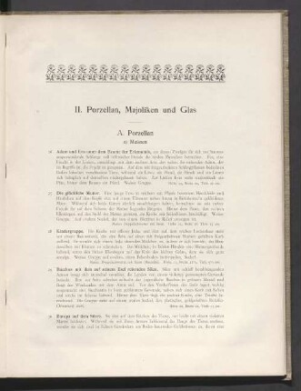 II. Porzellan, Majoliken und Glas
