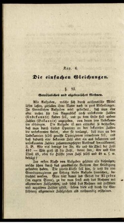 Kap. Die einfachen Gleichungen.