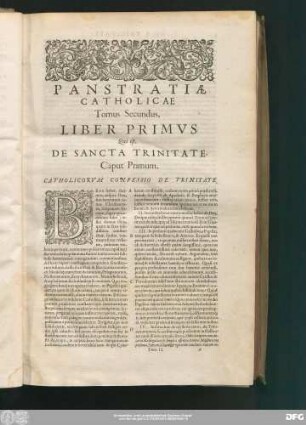 Caput Primum. Catholicorum Confessio De Trinitate.