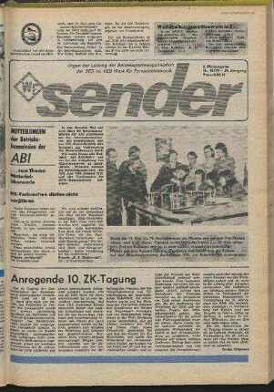 Betriebszeitung 'WF-Sender', Nr.19/1979 (2. Maiausgabe 1979)