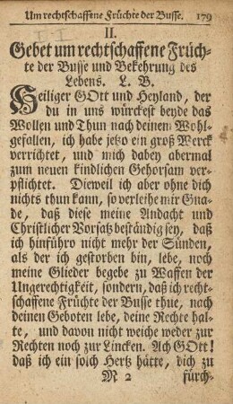 II. Gebet um rechtschaffene Früchte der Busse und Bekehrung des Lebens.