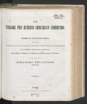 De Frigore Pro Remedio Chirurgico Adhibendo.