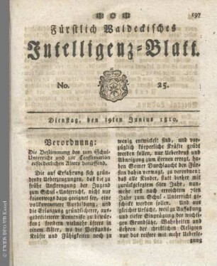 No. 25, Dienstag, den 19ten Junius 1810