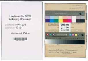 Entnazifizierung Oskar Hentschel , geb. 24.06.1896 (Vertreter)