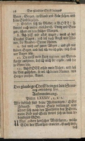 Der glaubige Christ bringet den Sonntag andächtig hin.
