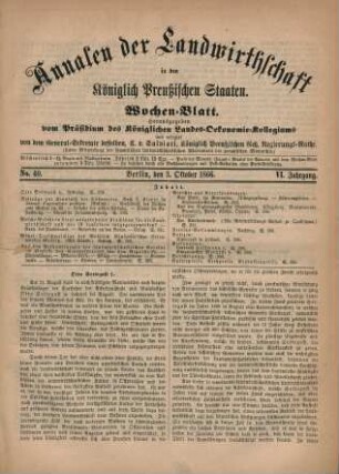 No. 40. Berlin, den 3. Oktober 1866. VI. Jahrgang.