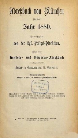 Adreßbuch für München. 1880