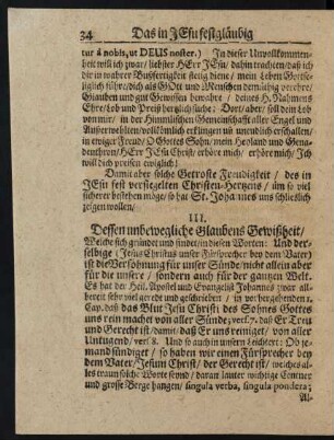III Dessen unbewegliche Glaubens Gewißheit/[...]