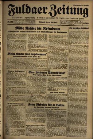 Erste Ausgabe vom Mittwoch, den 07. Juli 1937.