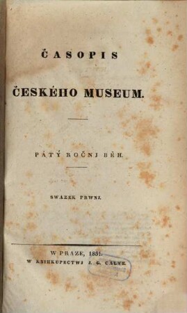 Časopis Českého Musea. 5, 5. 1831