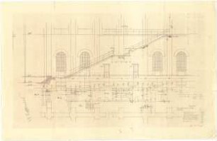 Döllgast, Hans; München; Alte Pinakothek, Wiederaufbau - Schnitt; Grundriss