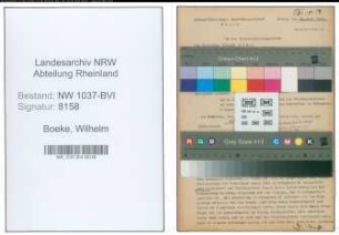 Entnazifizierung Wilhelm Boeke , geb. 05.12.1907 (Ingenieur)