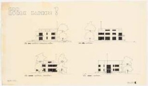 Umbau eines Landhauses Monatskonkurrenz Februar 1933: Aufriss Nordansicht, Ostansicht (Straßenansicht), Südansicht, Westansicht (Seeseite)