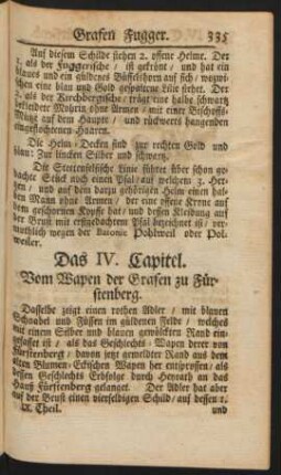 Das IV. Capitel. Vom Wapen der Grafen zu Fürstenberg
