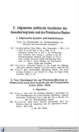 1. Allgemeine Quellen und Darstellungen.