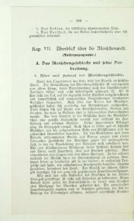 Kap. VII. Überblick über die Menschenwelt. (Anthropogeographie.)