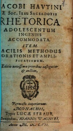 Rhetorica ... Adolescentum Ingeniis accomodata