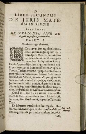 Pars Prima: De Personis, Sive De Regulis ad personas pertinentibus.