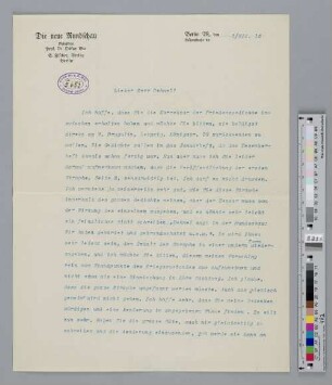 Brief an Richard Dehmel