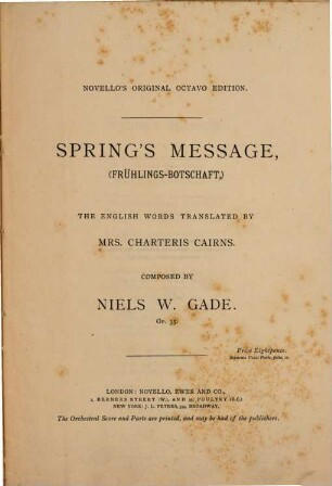 Spring's message : op. 35 = Frühlings-Botschaft