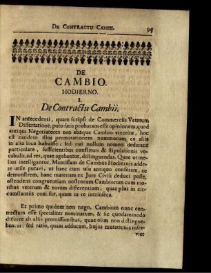 I. De Contractu Cambii.