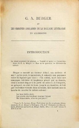 G. A. Burger et les origines anglaises de la ballade littéraire en Allemagne