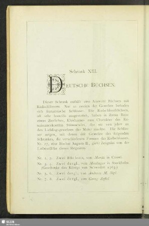 Schrank XIII. Deutsche Büchsen