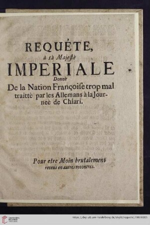 Requete a sa Majeste Imperiale Donne