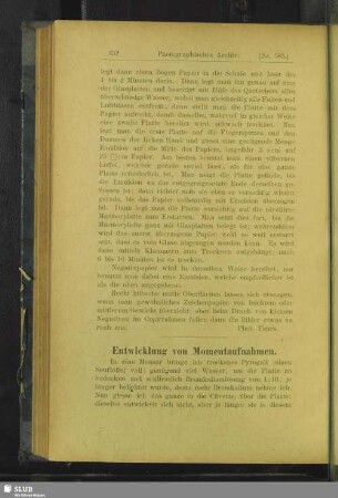 Entwicklung von Momentaufnahmen