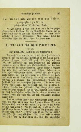 I. Die drei südlichen Halbinseln