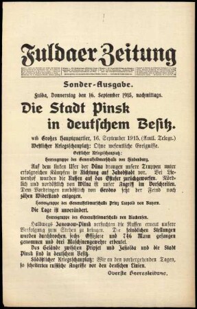 Ausgabe vom Donnerstag, den 16. September 1915.