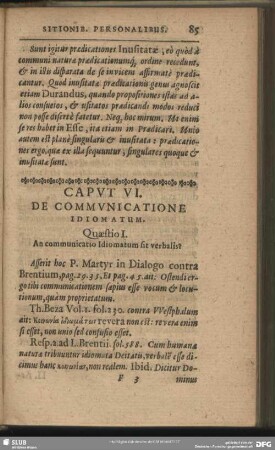 Caput VI. De Communicatione Idiomatum