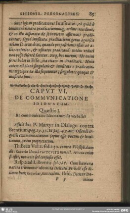 Caput VI. De Communicatione Idiomatum