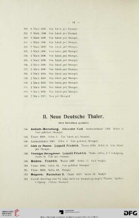 II. Neue Deutsche Thaler (Nr. 344-466)