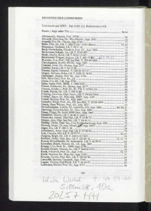 Register der Lehrenden