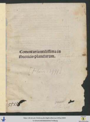 Comentaria utilissima in theoricis planetarum
