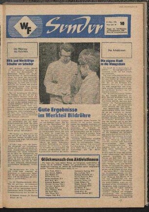 Betriebszeitung 'WF-Sender', Nr.10/1972 (17. März 1972)