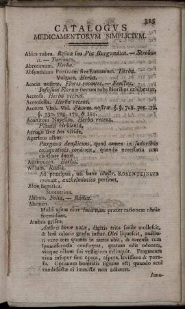 Catalogus Medicamentorum Simplicium.