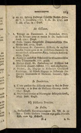 263-277, H) Historia Sveciae. - O) Historia M. Brittanniae.