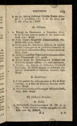 263-277, H) Historia Sveciae. - O) Historia M. Brittanniae.
