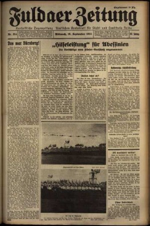 Erste Ausgabe vom Mittwoch, den 18. September 1935.