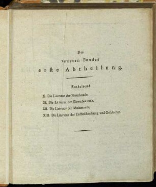 Des zweyten Bandes erste Abtheilung