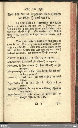 Von den Verbis impersonalibus (unpersönlichen Zeitwörtern)