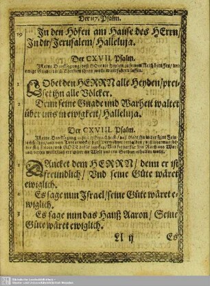 Der CXVII. Psalm