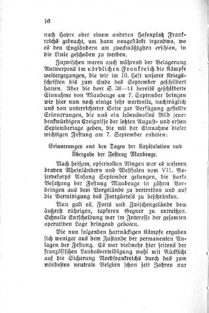 Erinnerungen aus den Tagen der Kapitulation und Übergabe der Festung Maubeuge.