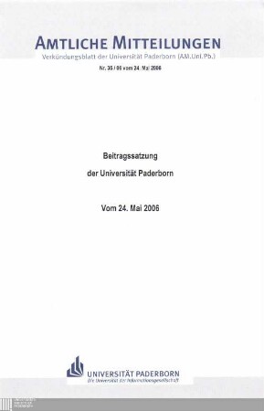 Beitragssatzung der Universität Paderborn : vom 24. Mai 2006