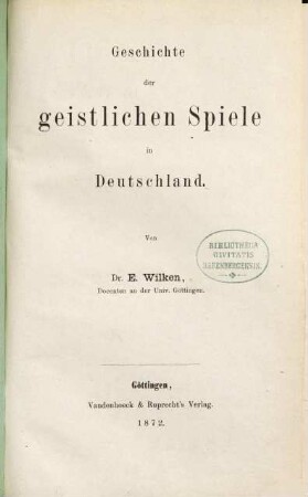 Geschichte der geistlichen Spiele in Deutschland