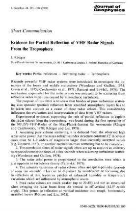 Evidence for partial reflection of VHF radar signals from the troposphere