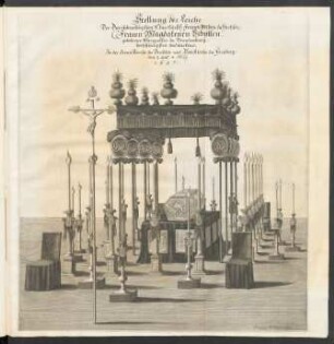 Stellung der Leiche Der Durchleuchtigsten Churfürstl: Frauen Witben zu Sachsen, Frauen Magdalenen Sibyllen, gebohrner Marggrafin zu Brandenburg, höchstseeligsten Andänckens. In der Creutz-Kirche zu Dreßden und DomKirche zu Freyberg, den 2. und 4. Maij 1687.