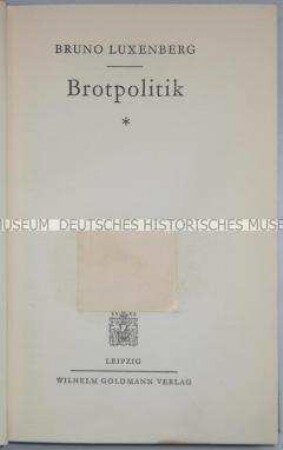 Veröffentlichung über die Geschichte der Ernährungspolitik von der Antike bis zum Zweiten Weltkrieg